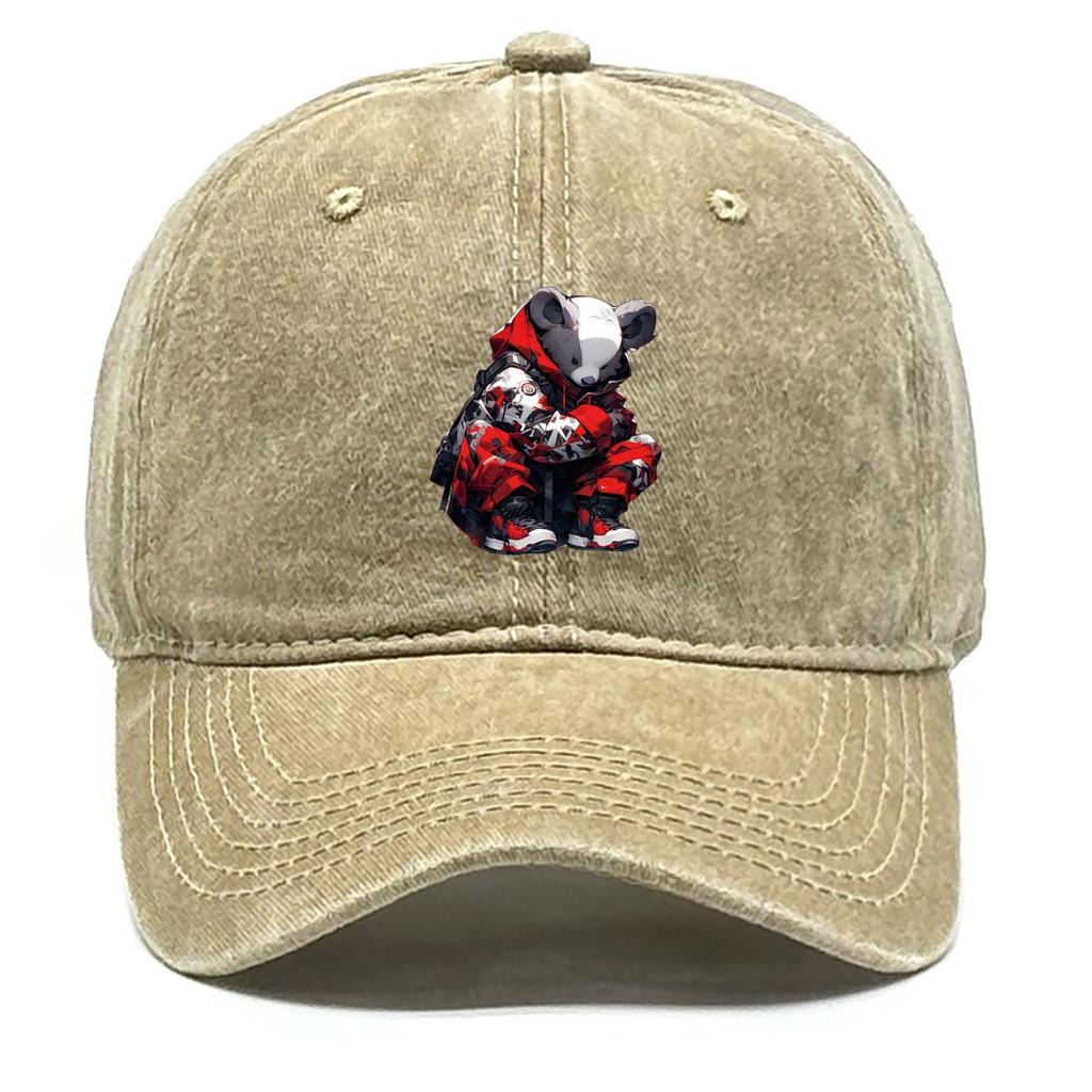 Punk Bear Print Adjustable Sun Hat, Animal Woman's Cap Cozy All-season Trendy Sporting Snapback Baseball Cap