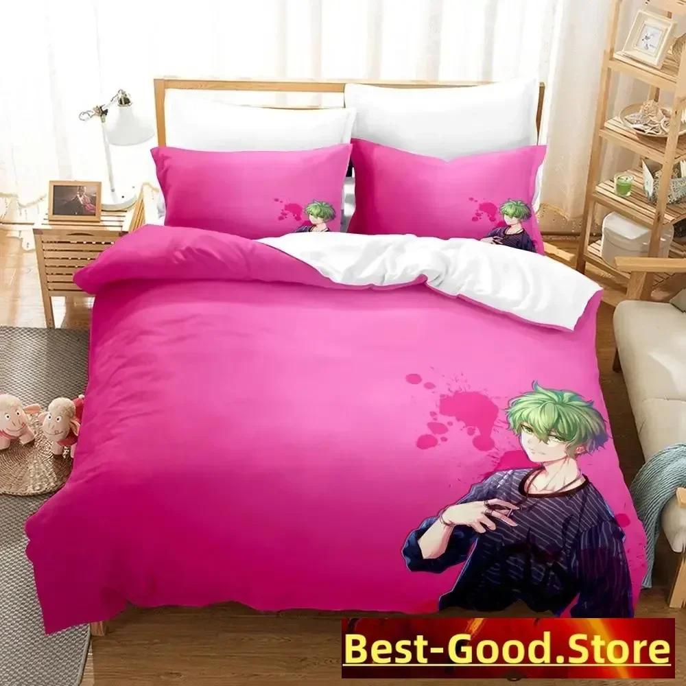 Danganronpa V3 Bettwäsche-Set Cartoon Anime Dreiteiliges Set Erwachsener Kind Schlafzimmer Bettbezug-Sets Kawaii Mädchen Bettdecke Bettwäsche-Sets