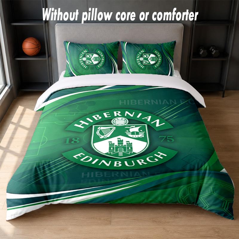 Hibernian FC Design Bed Bedding Set 1 Duvet Cover + 2 Pillowcases Soft Breathable Household Bed Linens