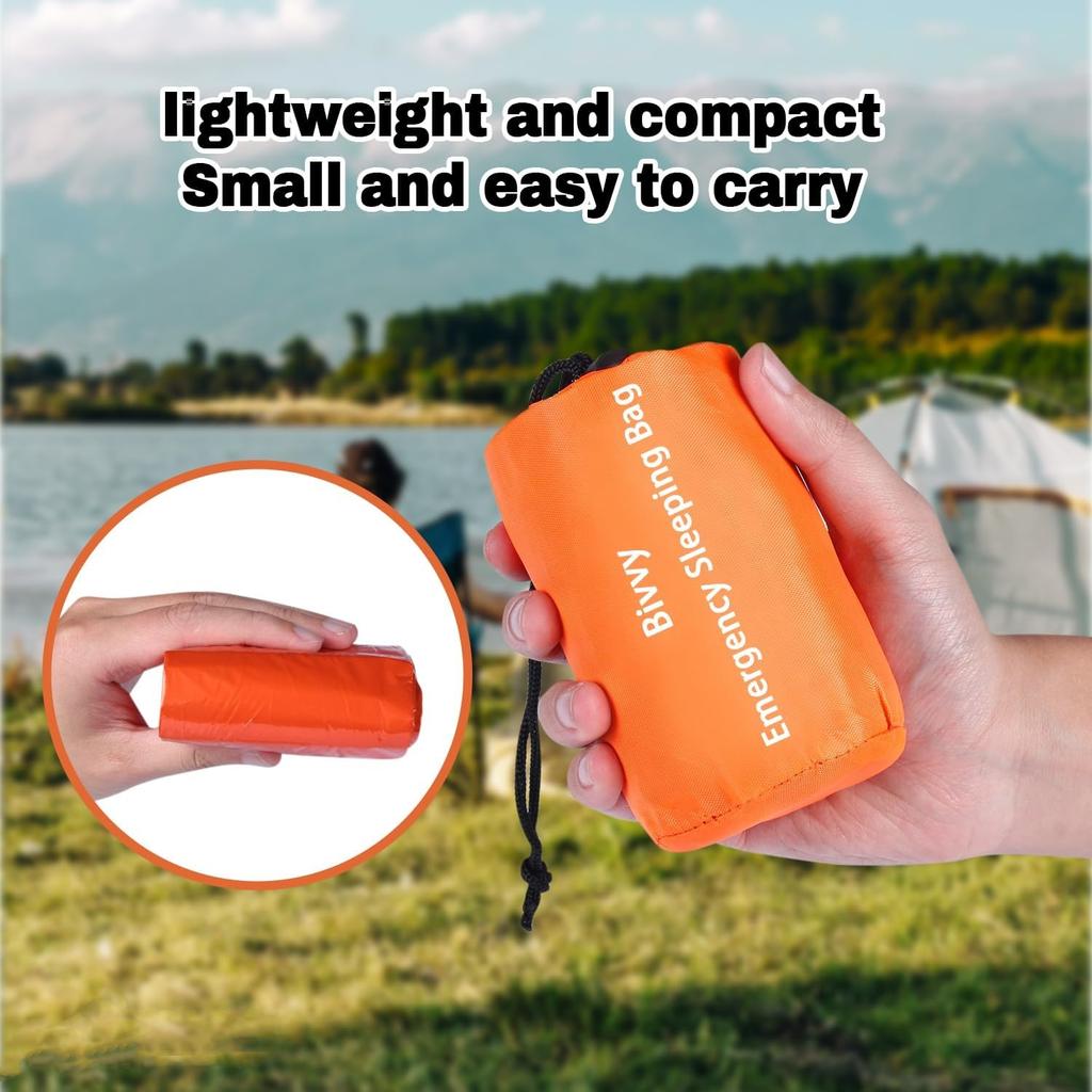 Emergency Sleeping Bag Survival Bag, Portable Waterproof Thermal Bivy Sacks Tac Bivvy Bags,Camping Mylar Sleeping Bag