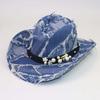 Ethnic Style Bull Head Hat with Decorative Blue Western Cowboy Hat Outdoor Hat Autumn and Winter Retro Old Burr Top Hat
