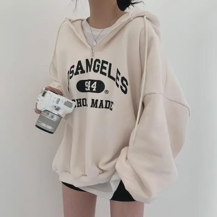 Hanorac de damă cu glugă din catifea - Larg, Îngroșat, Toamnă/Iarnă 2022, Mărime mare