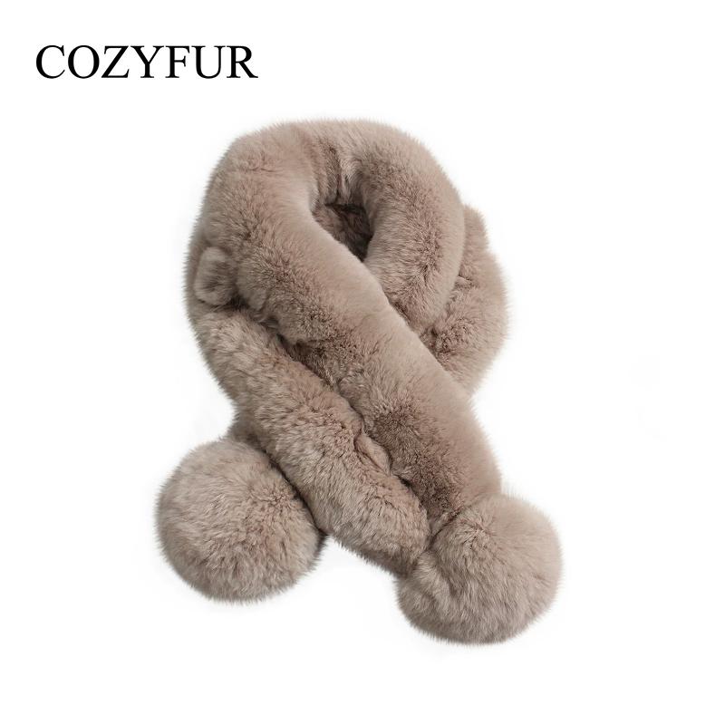 Rex Rabbit Hair Scarf Women's Autumn and Winter Korean Version Thickened Warm Plush Fur Scarf Mao Mao Collar Real Hair