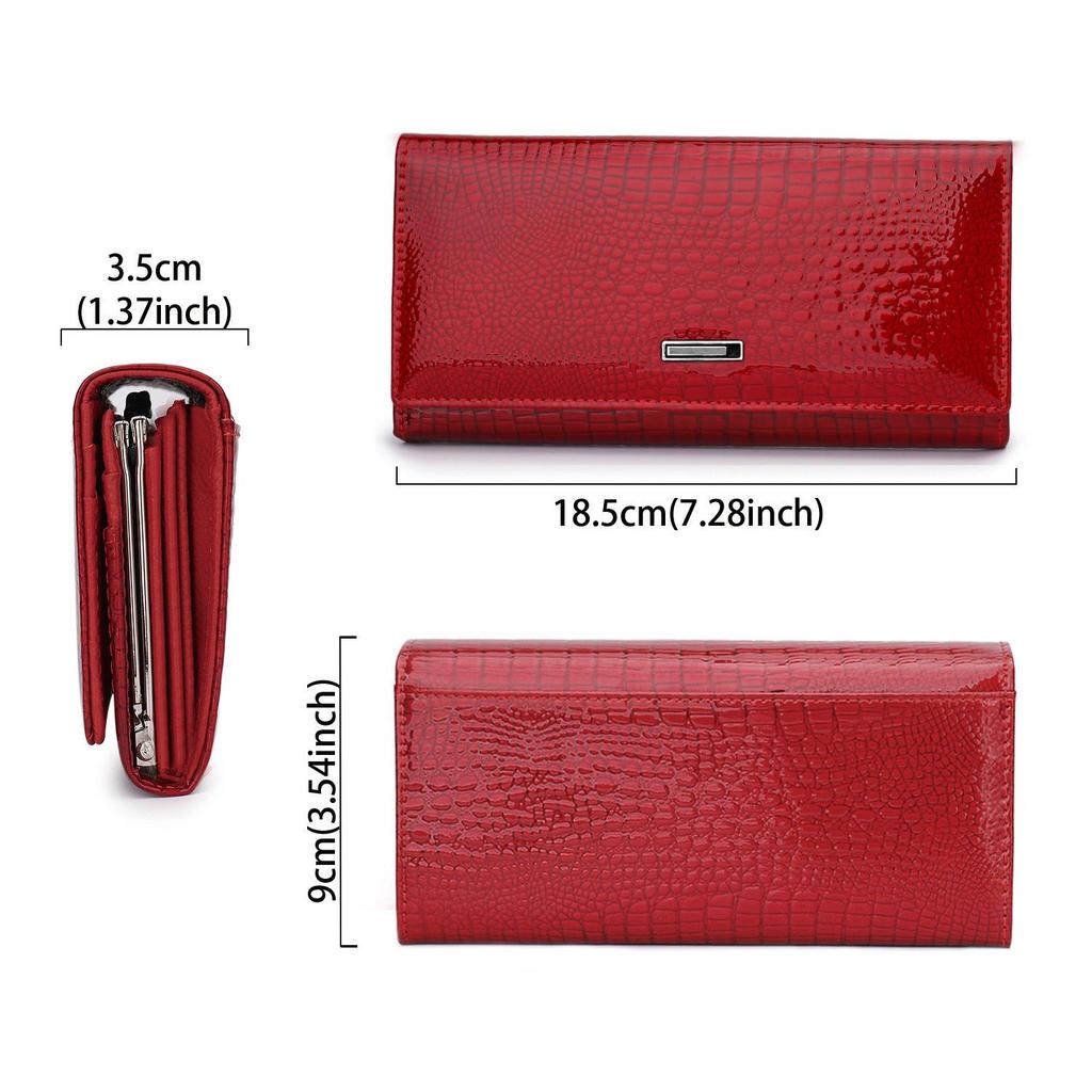 OZON Damen Echtleder Krokodilmuster Clutch & Armbandgeldbörse