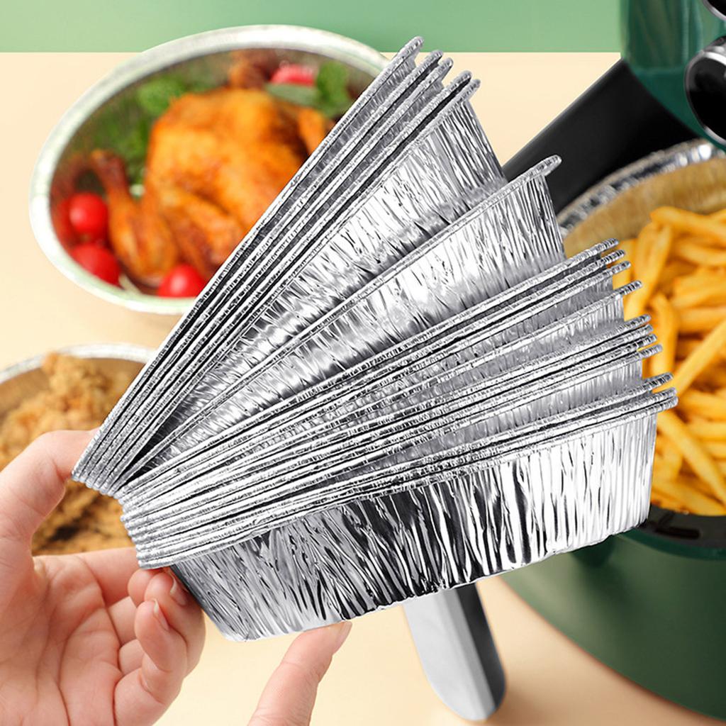  Fryer Tinfoil Plate Household Oil Absorbing Paper Oven Baking Tray Aluminum Foil Bowl Food Oil-proof Tinfoil Barbecue Plate