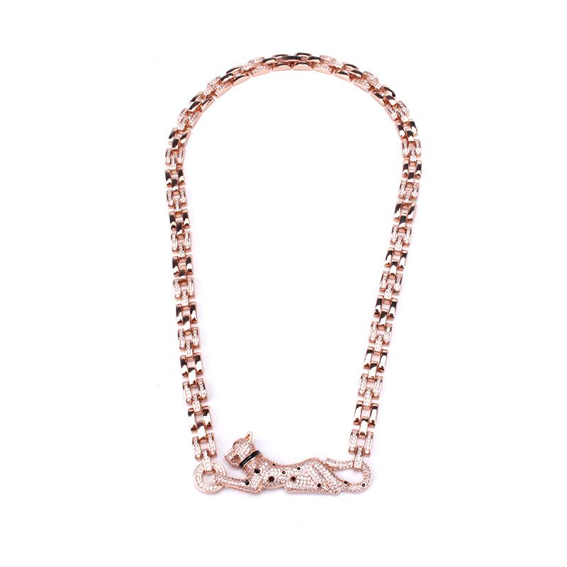 

Fashion Street Expert Хип-хоп леопардовое ожерелье преувеличенно властный капля клея кошачий мужской кулон 51CM