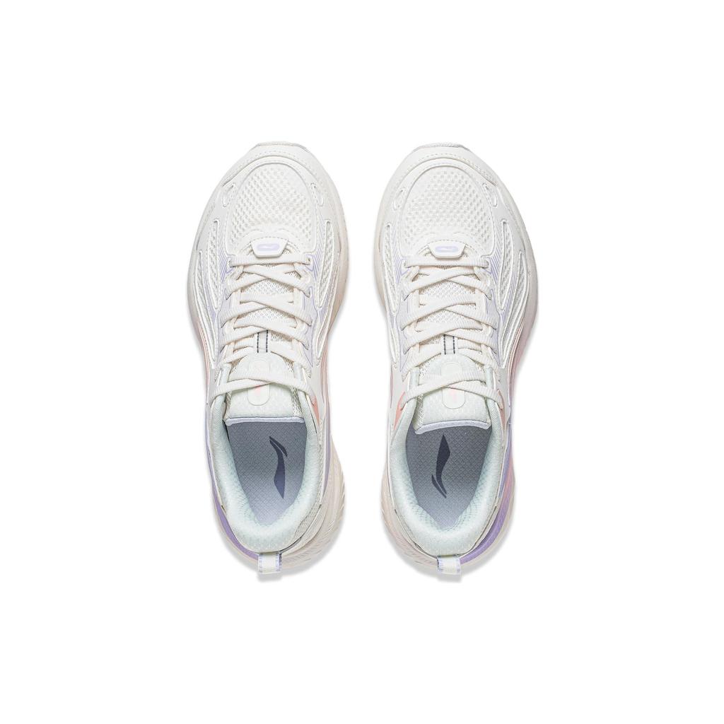 New LiNing Feather V2 Cushioning Anti Slip And Wear Resistant Low Top Running Shoes Women's Mist White ARXT022-4