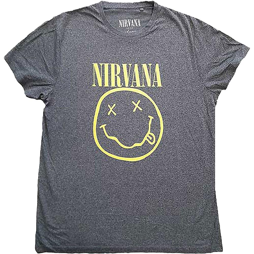Men s Nirvana Yellow Smile Face Logo T-shirt Medium Brindle 3XL