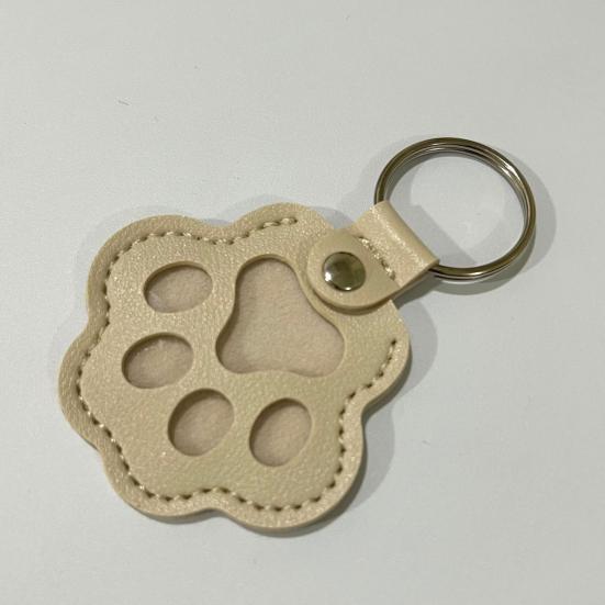 Faux Leather Pet Hair Keychain Dog Cat Claw Shape Souvenir