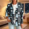 Women's Casual Christmas Print Button Front Coat for Winter Holiday and Daily Wear