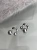High-end silver-gray pearl front and rear niche earrings autumn and winter women's earrings new explosion