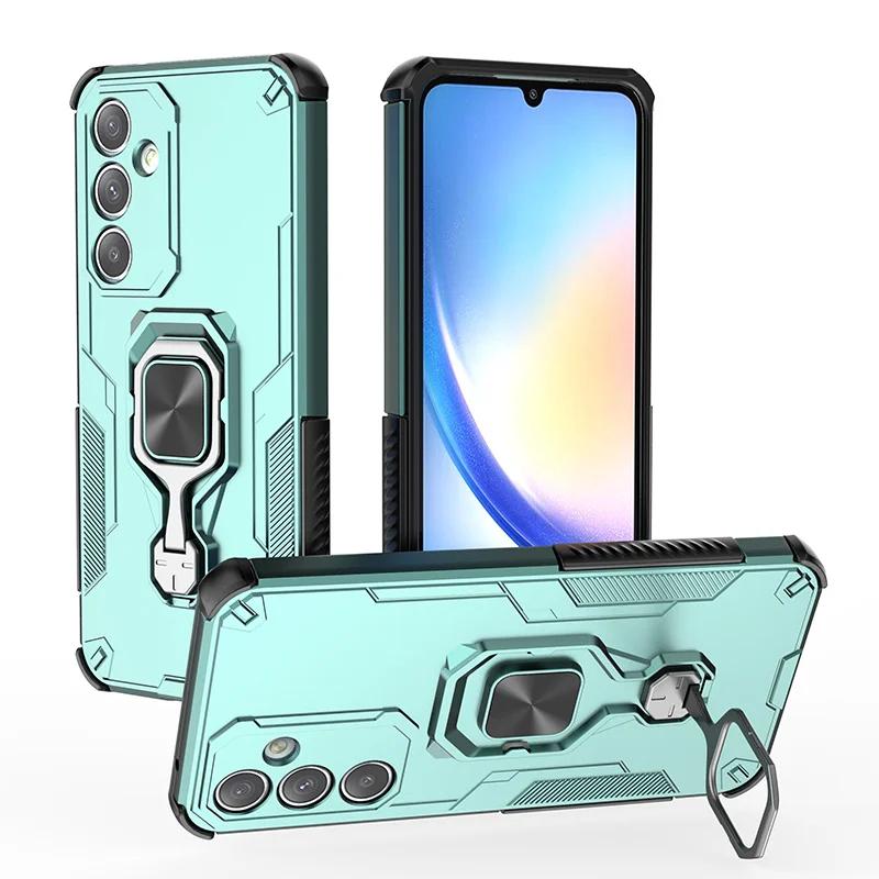 Armor Metal Ring Stand Back Cover For Samsung Galaxy A06 A16 A26 A36 A56 F06 F16 M16 A25 A35 A55 5G Case Shockproo Rugged Coque