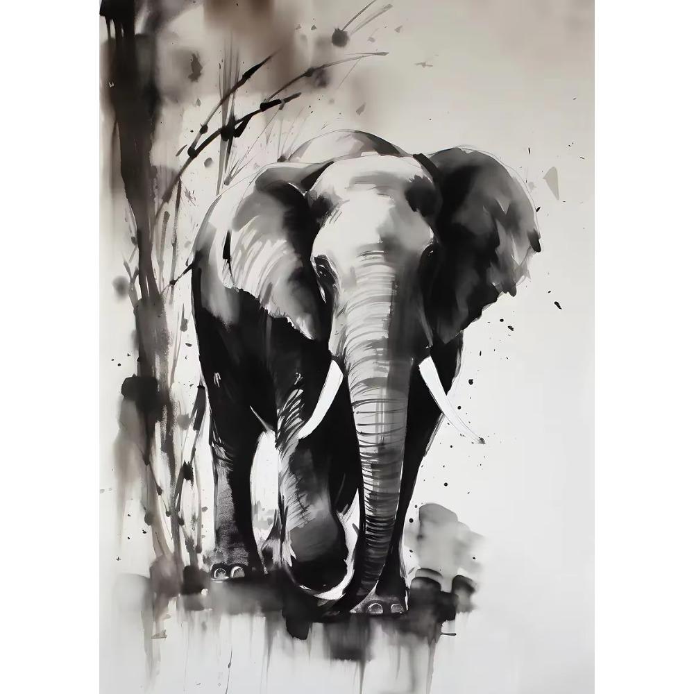 Chinesische Tuschezeichnung Retro Tiere Vintage Poster Tiger Panda Drache Nashorn Retro Leinwand Wandkunst Wohnzimmer Heimdekoration