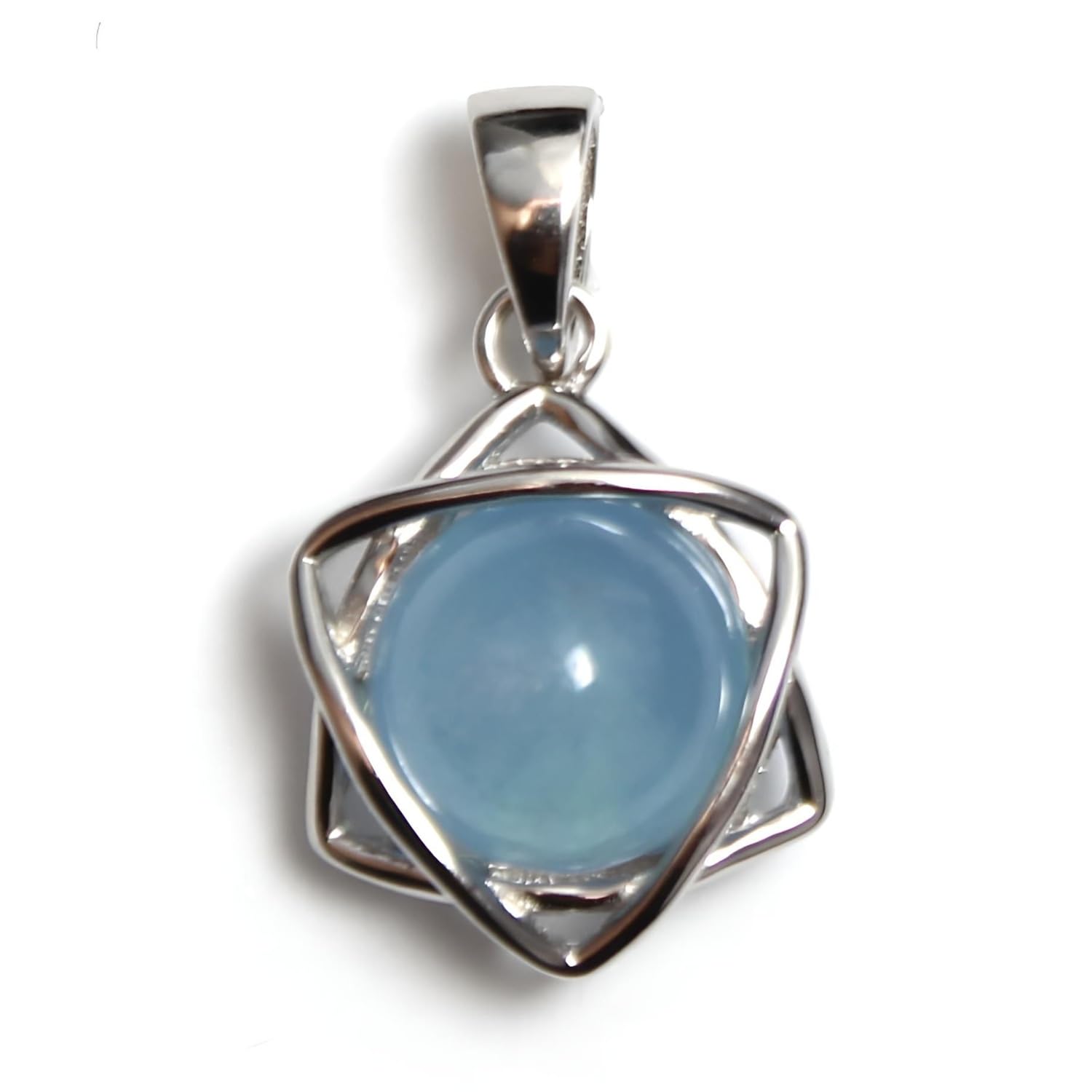 [Mizar] Aquamarine Pendant, Lucky Star, Women s & Men s, Hexagram, Sterling Silver 925