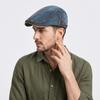Casual Cotton Washed Denim Newsboy Caps British Style Adjustable Painter Beret Solid Color Forward Hat Peaked Cap Men