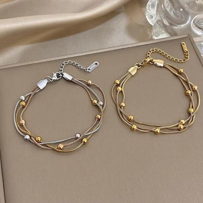 Stainless Steel Snake Chain Bracelet Gold Silver Color Wrist Chain Stylish Party Jewelry  Women