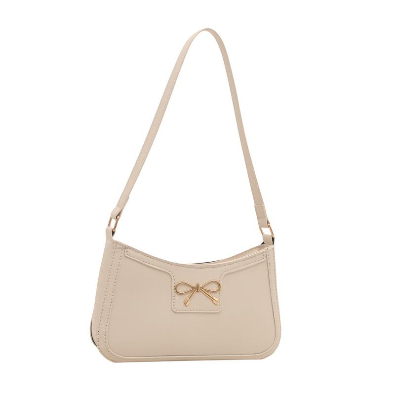 2025 autumn new popular bow solid color large capacity fashion texture simple crossbody armpit women's bag