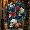 Men's Halloween Printed Long Sleeve Crewneck T-Shirt