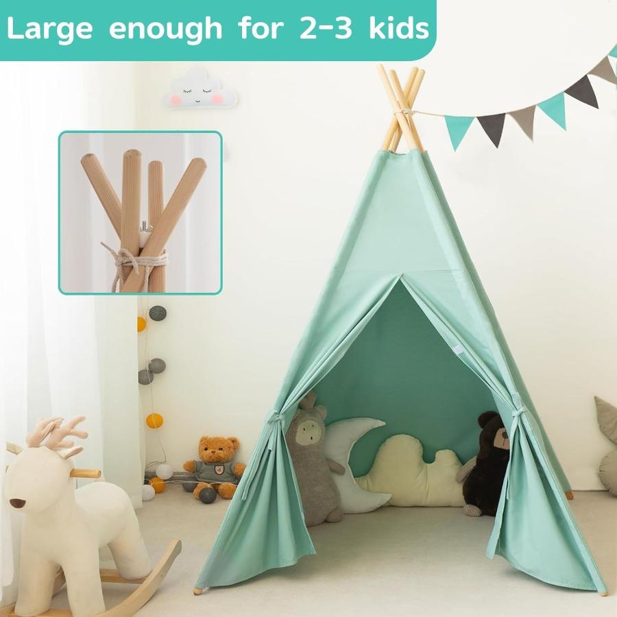 Teepee Tent designed for - Portable Enjoy Tent Indoor Outdoor Green featuring Long-Lasting Fabric plus Simple Setup