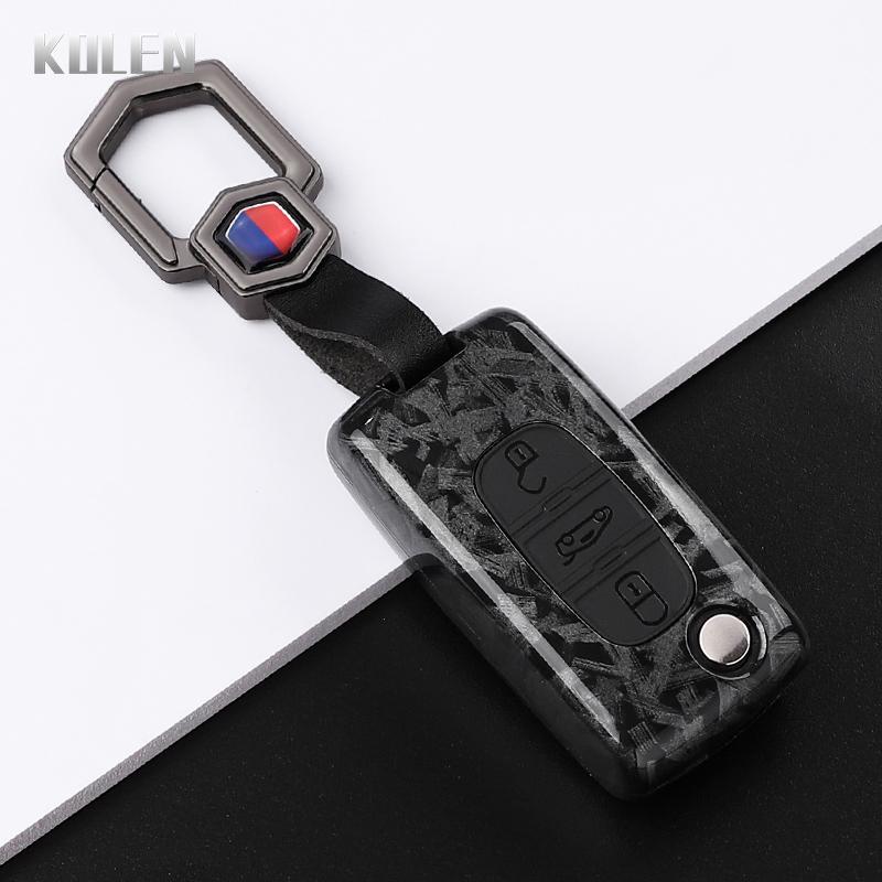 Abs Carbon Fiber Style Car Key Case Cover For Peugeot 107 207 307 308 407 607 3008 5008 For Citroen Xsara Picasso C5 C6 C8 Fob