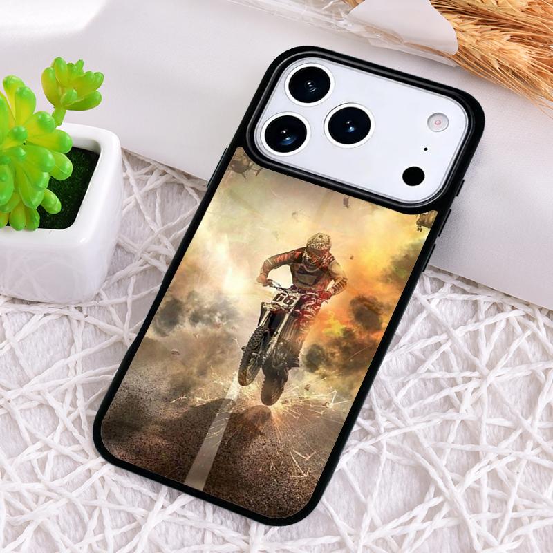 Moto Bike Motocross Soft Shockproof Phone Case for iPhone 17 Air 16e 15 11 12 14 13 Pro Max Cover Coque