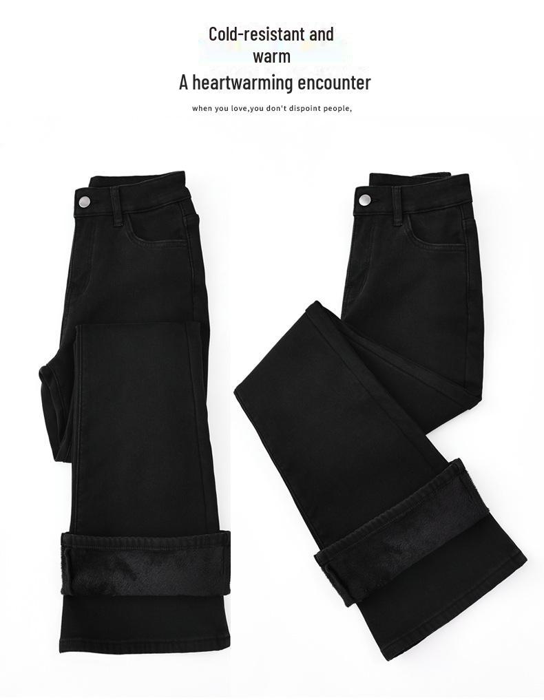 2025 Women's High Waist Black Flared Jeans: Elastic Slim Fit for Spring & Autumn