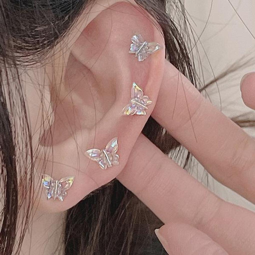 Youngrong Butterfly Magnet Fake Piercing Earrings Bracelet