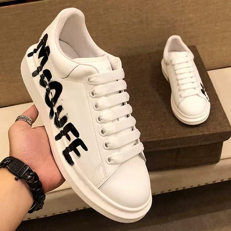 Pure Original McQueen Low-Top White Shoes: Unisex Graffiti Platform Sneakers