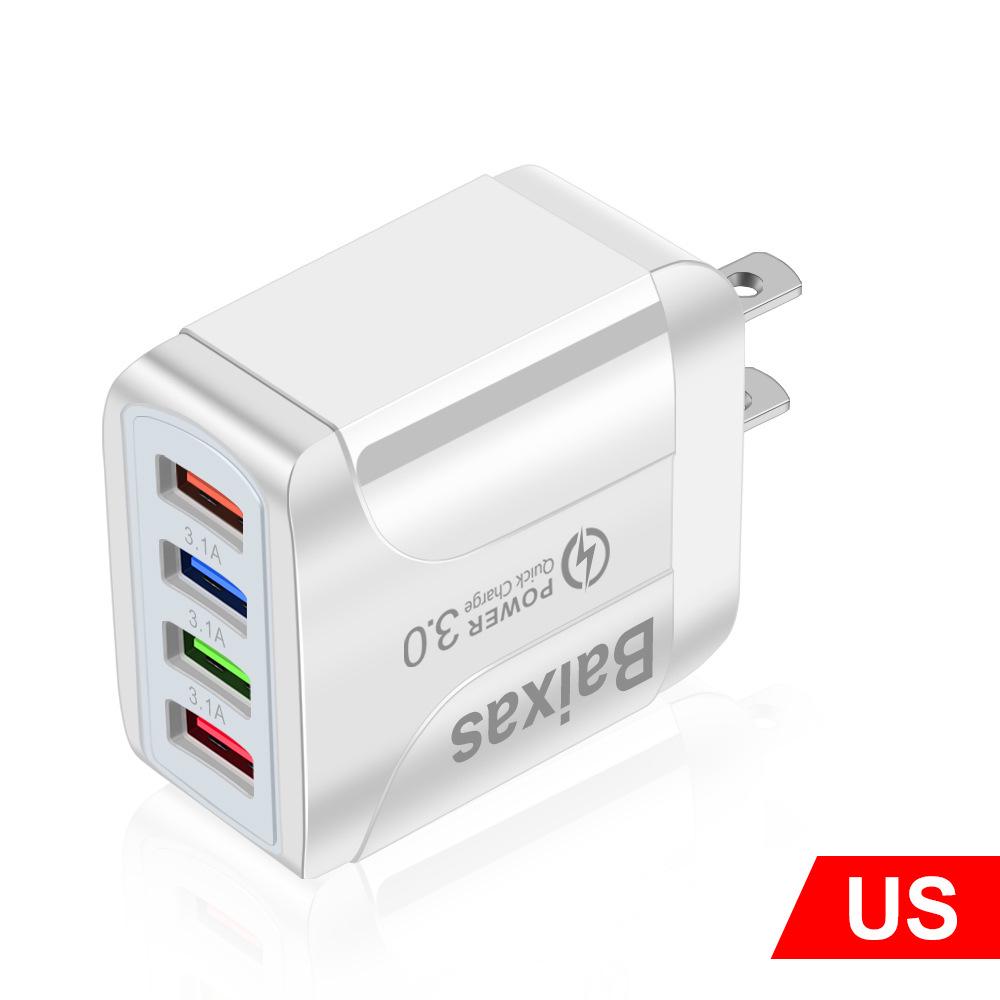 Colorful 4-Port USB Travel Charger, 5V/2.4A Fast Charging, New Model, Australian Standard