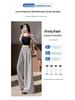 Spicy Girl 2025 Summer Ice Silk Striped Wide-Leg Pants - Plus Size, Casual, Hip-Hugging, Lazy Style