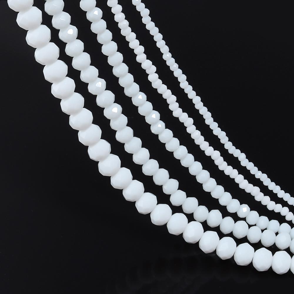 3 4 6 8 10mm Faceted Crystal Beads Porcelain White Glass Beads Loose Beads For Jewelry Making DIY Bracelets Necklace Accessories