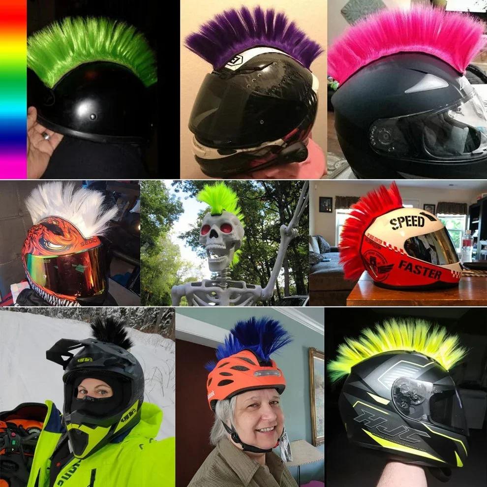 Mohawk Motorcycle Helmet Braids Decorations Wigs For Helmet Cockscomb Motocross Full Face Men Helmet Decors Hair Braids Stickers