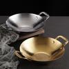 1pc Hammered Texture Dry Stainless Steel Thickened Cooking Pan Double Handle For Hot Seafood Ramen Korean Pots Kitchen Cookware