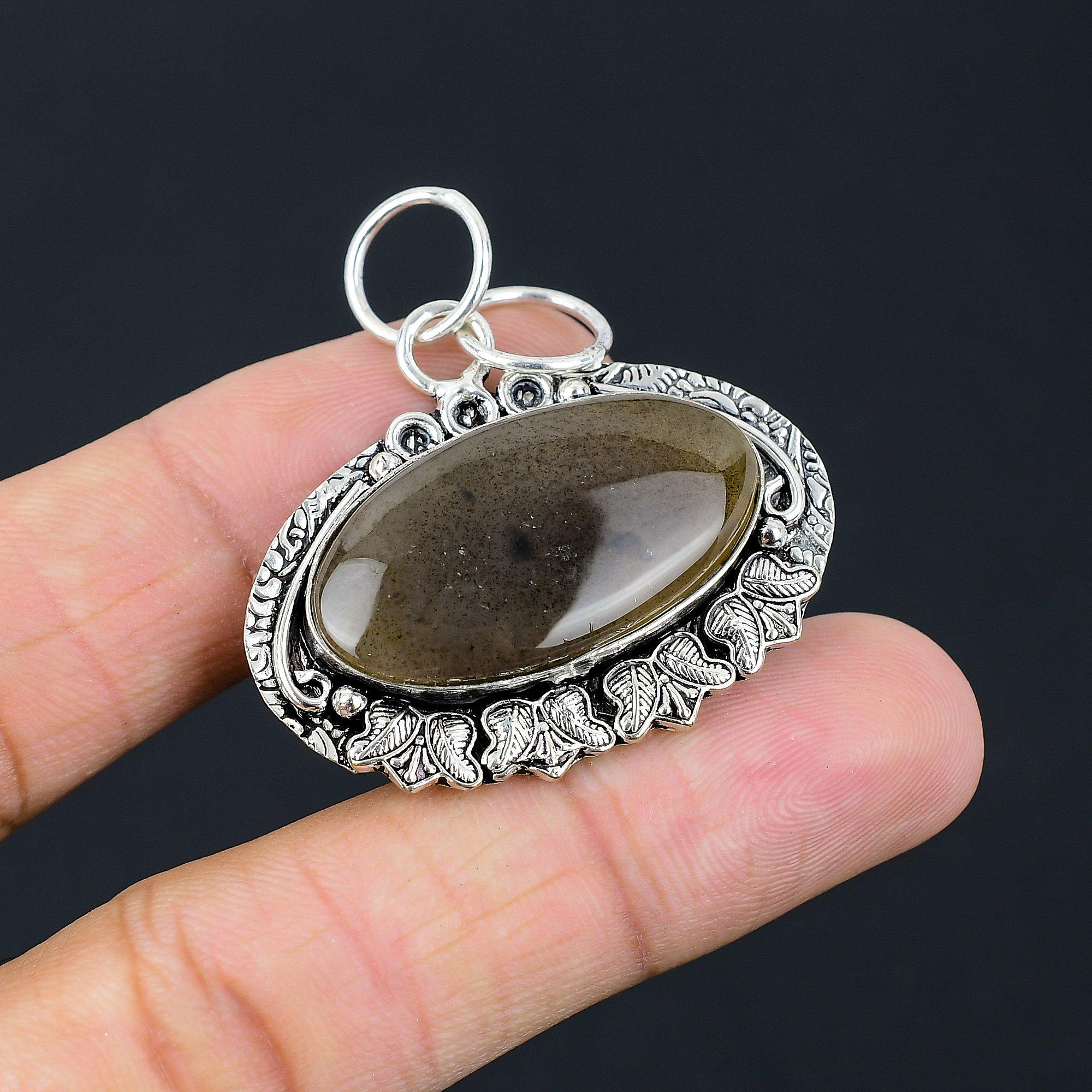 Daughters Day Deal Oval Montana Agate Stone 925 Silver Wedding Pendant Jewelry