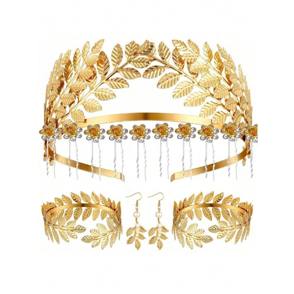 Hair Accessories Fashion Personality Gold Leaf Pearl Headband