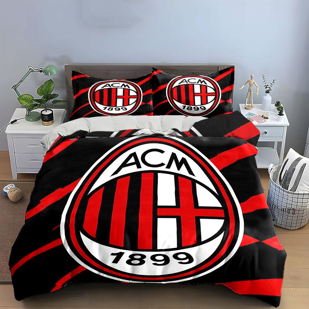 Set Biancheria da Letto Logo AC Milan Set Copripiumino Copripiumino Federe (1 * Copripiumino 2 * Federe, senza piumino)