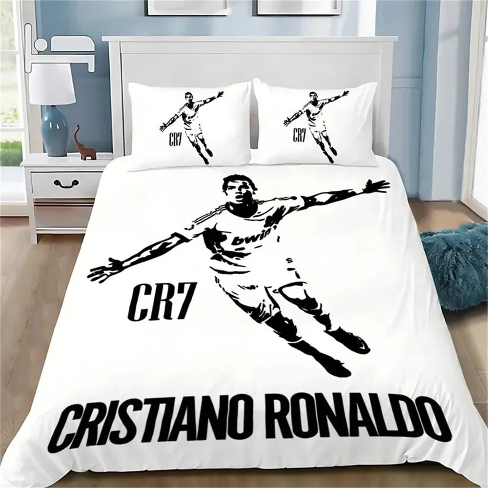 Copripiumino 3D Calcio CR7 Set Biancheria da Letto Morbido Copripiumino Con 1/2 Federe Per Bambini Adulti Copripiumino in Microfibra