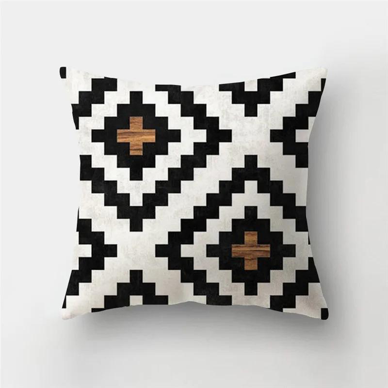 

45x45cm wooden background square line pattern cushion cover home living room sofa bedroom home decoration car cushion cover 16x16Inch