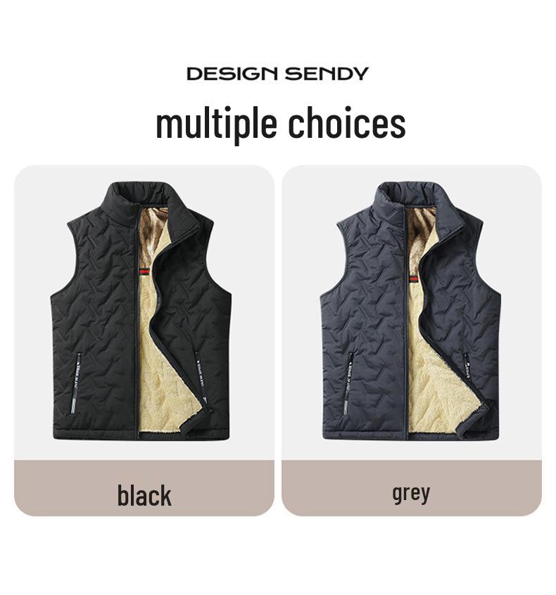 Męska kamizelka z jagnięcej skóry, ocieplana bawełną - Ciepły jesienno-zimowy bezrękawnik casualowy