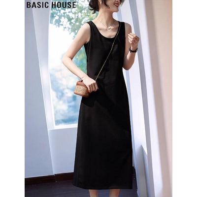 Basic House Women's Black Sleeveless Midi Dress