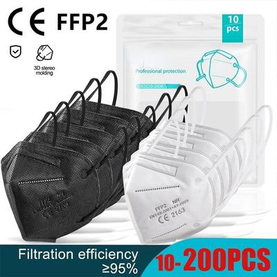 10-200 τεμ. Μάσκα Ffp2 Μαύρη Mascarillas Negra Ενηλίκων 5 Στρώσεων Fpp2 Εγκεκριμένη CE Αναπνευστήρας Μάσκα Προσώπου Ffp2 Επαναχρησιμοποιήσιμη Ffp3