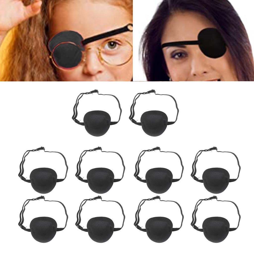 10pcs Eye Patch Adjustable Soft Elastic Strabismus Amblyopia Eye Patch for Children Adult Black