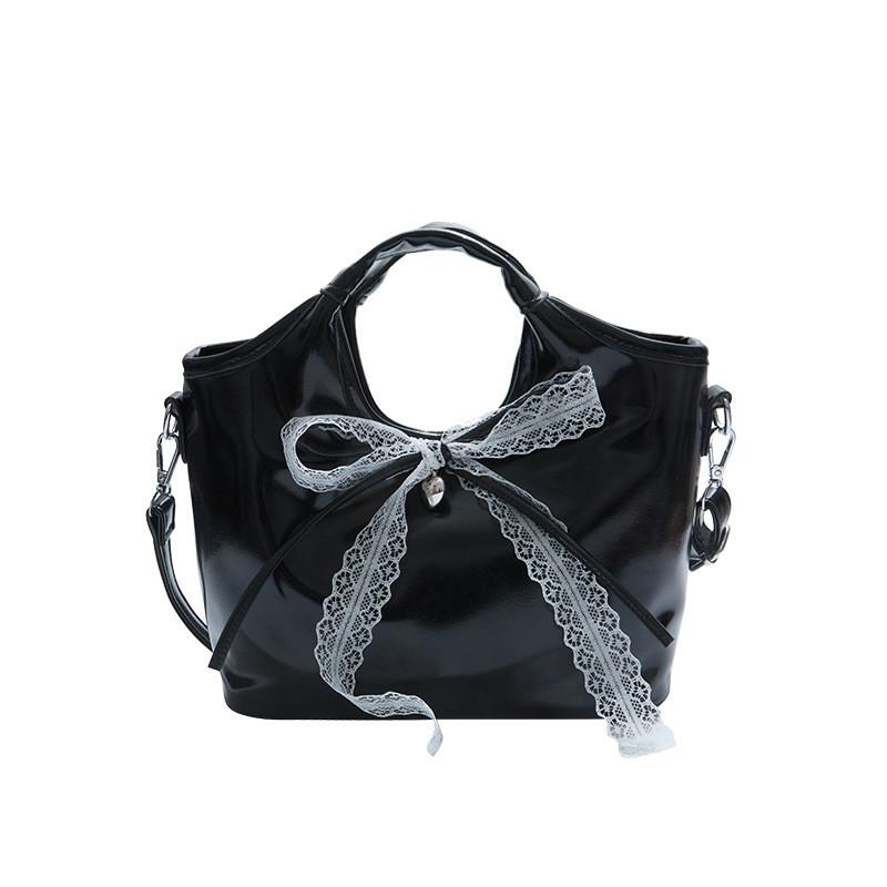 Ribbon Bow Solid Color Bucket Handbag Single Shoulder Crossbody Bag Women Gift