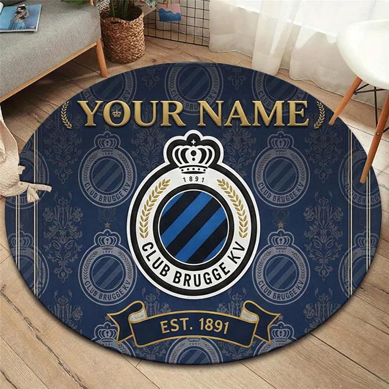 Club Brugge KV Custom Name Round Area Rug,Carpet Rug for Living Room Bedroom Sofa Playroom Decor,Non-slip Floor Mat