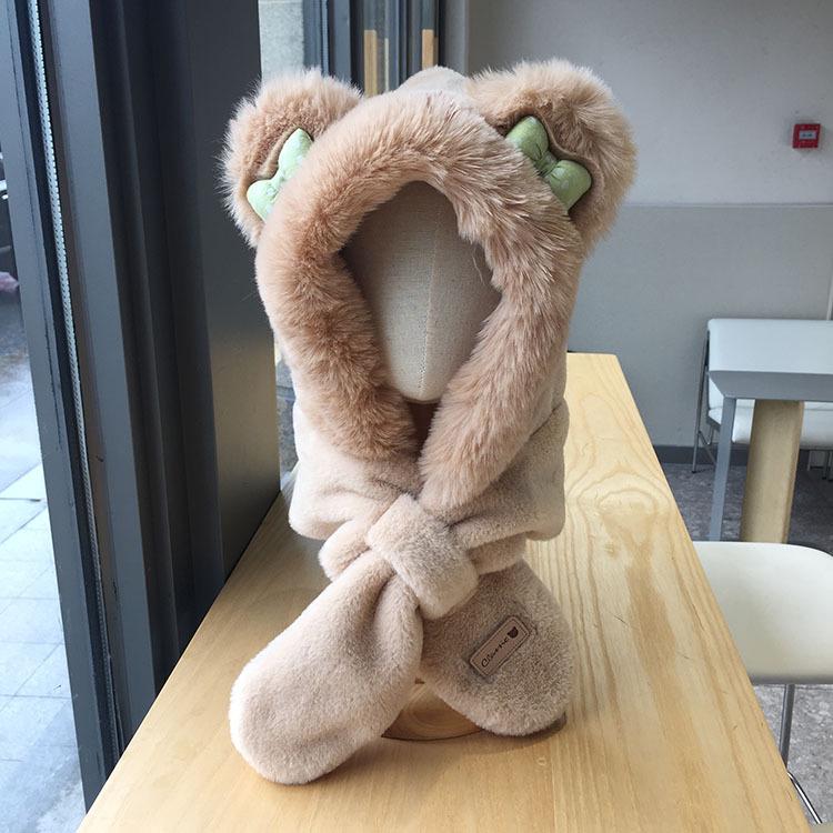 Cozy Fleece-Lined Winter Hat & Scarf with Cute Bow and Ear Protection for Kids