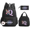 3Pcs/set 26 English Letter K-Pop Demon Hunters Printed Large Capacity Backpack with Lunch Bag Pengcil Case for Teenager Girl Boy Bookbag Travel Bag