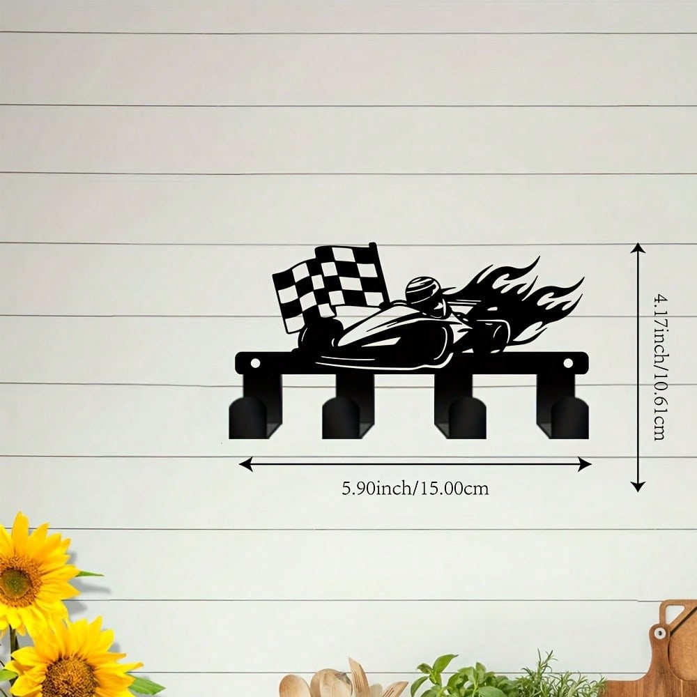 Racing Driver Metal Key Holder Wall Hook for Home and Office Decor