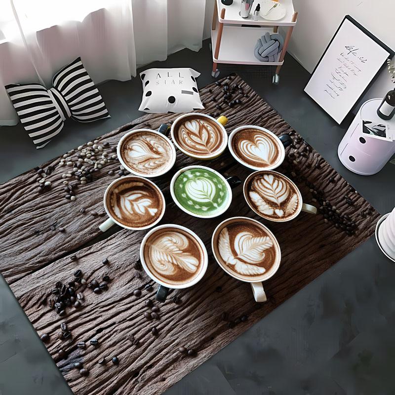 Funny Coffee Beans 3D Printing Carpet for Living Room Bedroom Alfombra Anti-slip Soft Area Rug Sofa Doormat Home Decor Tapete HD