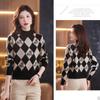 Fall/Winter Vintage Jacquard Sweater Women High Neck Knit Sweater Short Thick Loose Print Knitwear Top Jumper