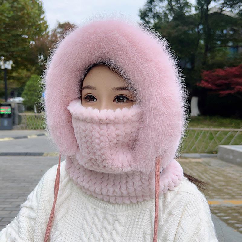 

Новая зимняя шапка Lei Feng с бархатной подкладкой, защитой от холода, маской и шарфом — для велоспорта на открытом воздухе, ветрозащитная и теплая One Size розовый